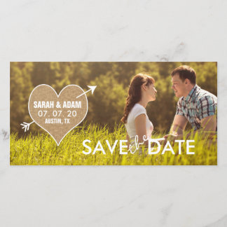 Burlap Heart | Rustic Save the Date Photo Card
