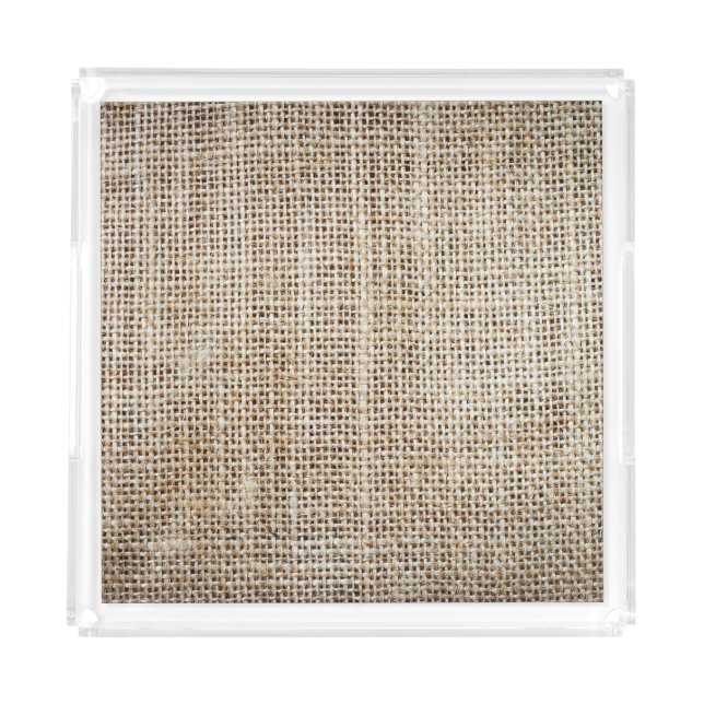 Burlap Hessian Background Texture Acrylic Tray (Front)