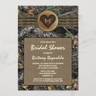 Burlap + Hunting Camo Bridal Shower Invitations