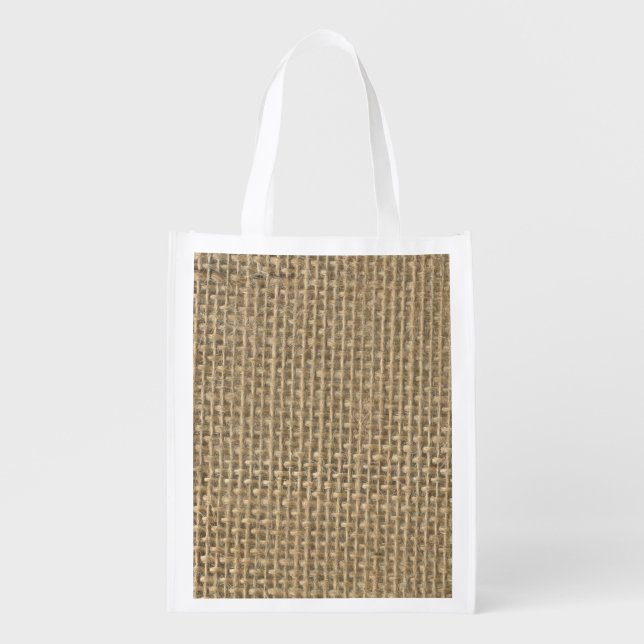 Burlap in Natural Beige Grocery Bag (Front)