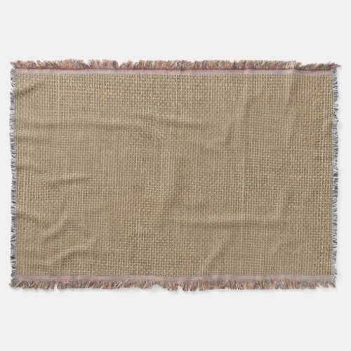 Burlap in Natural Beige Throw Blanket