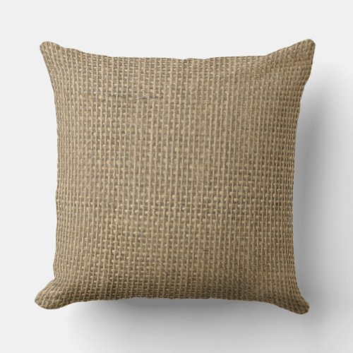 Burlap in Natural Beige Throw Pillow