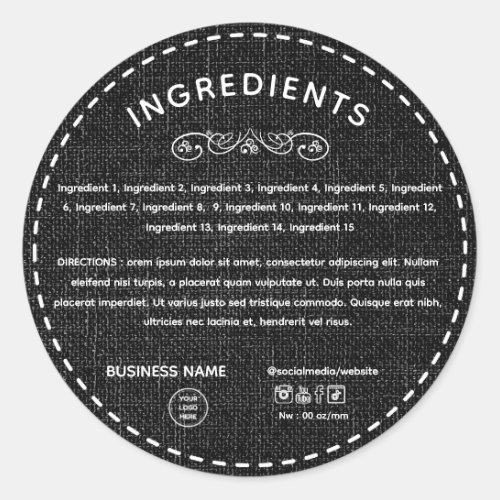 Burlap Ingredient Direction Logo Product Label