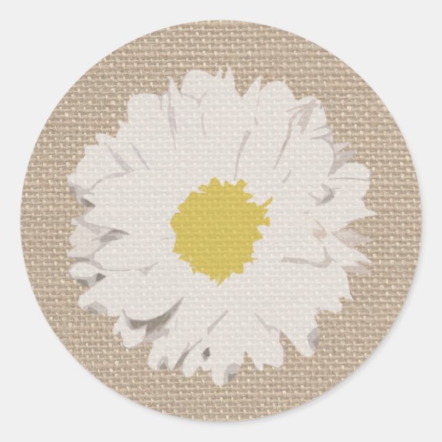 Burlap Inspired Daisy Sticker (Front)