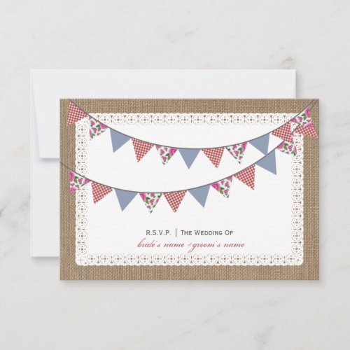 Burlap Inspired Floral  Gingham Bunting RSVP