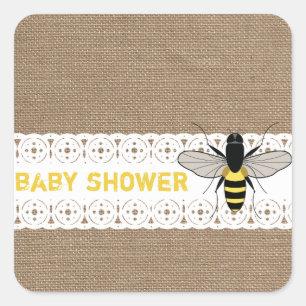 Burlap Inspired Honey Bee Baby Sticker