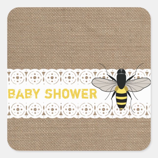 Burlap Inspired Honey Bee Baby Sticker (Front)