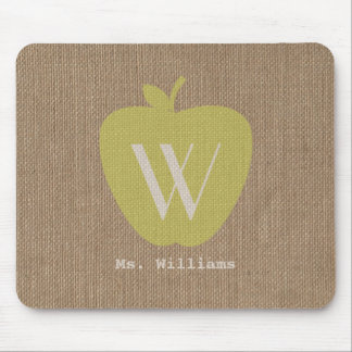Burlap Inspired Monogram Teacher Mousepad
