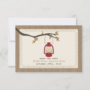 Burlap Inspired Oil Lantern Fall Save The Date
