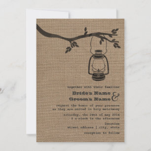 Burlap Inspired Outdoor / Camping Wedding Invitation