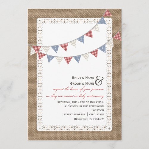 Burlap Inspired Patterned Bunting Wedding