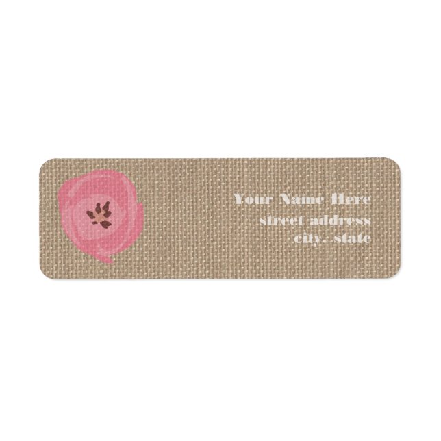 Burlap Inspired Pink Tulip Address Labels (Front)