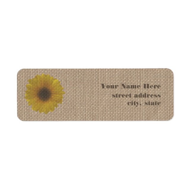 Burlap Inspired Sunflower Address Labels (Front)