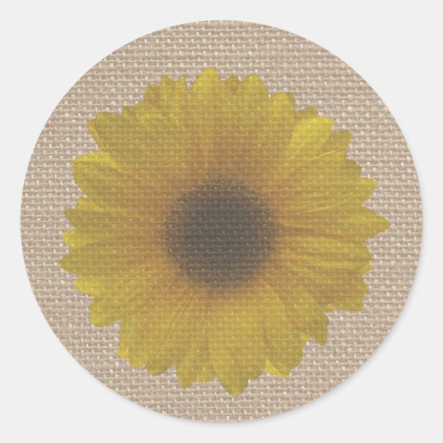Burlap Inspired Sunflower Sticker (Front)