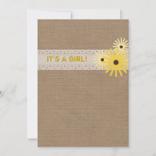 Burlap Inspired Wildlowers Baby Shower Invitation