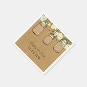 burlap ivory roses personalized wedding napkin (Corner)