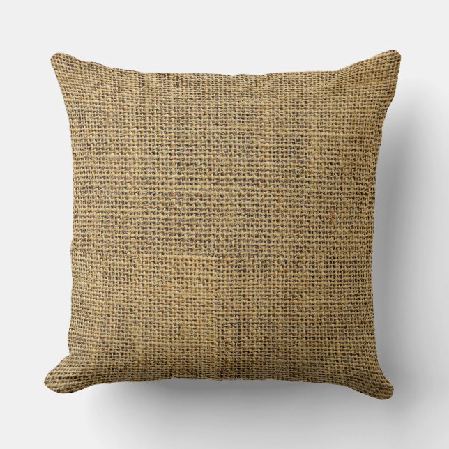 Burlap Jute Throw Pillow (Front)