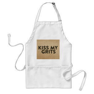 Burlap Kiss My Grits Adult Apron