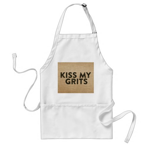 Burlap Kiss My Grits Adult Apron