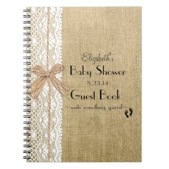 Burlap Lace And Raffia Image Rustic Guest Book by hungaricanprincess at Zazzle