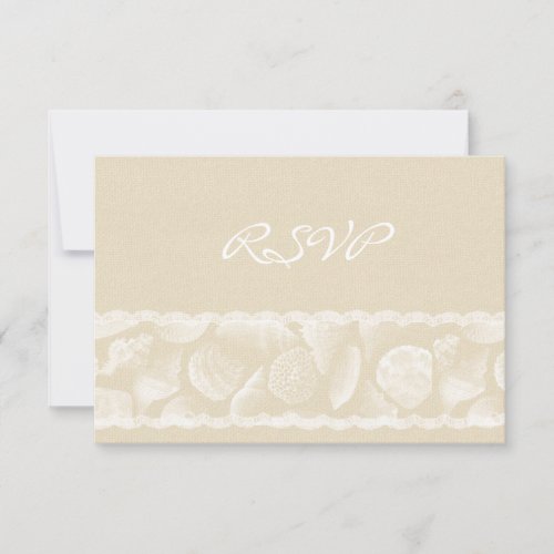 Burlap Lace and Sea Shell Wedding RSVP