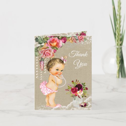 Burlap Lace Baby Shower Thank You Cards