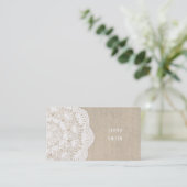 Burlap & Lace Doily Fashion Business Cards (Standing Front)
