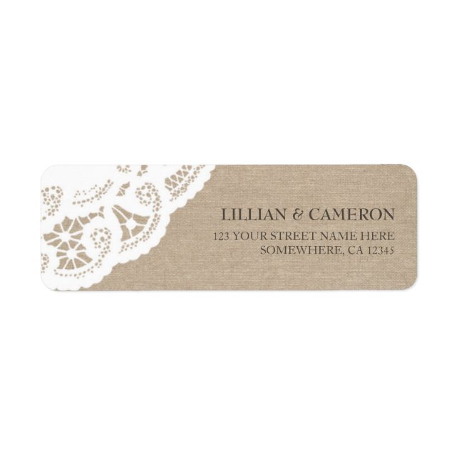 Burlap Lace Doily Return Address Labels (Front)