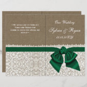 Burlap lace emerald green wedding program (Front/Back)