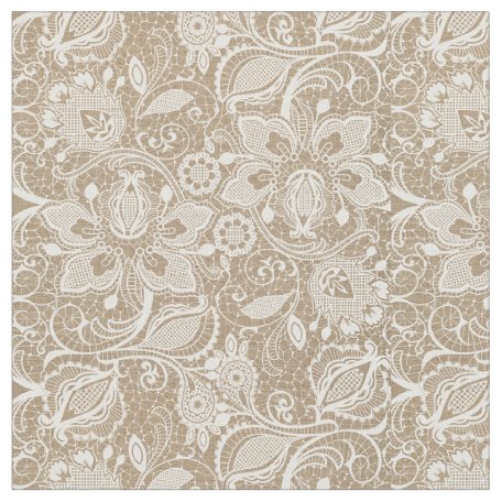 Burlap and Lace Floral Shabby Chic Fabric | Zazzle.com