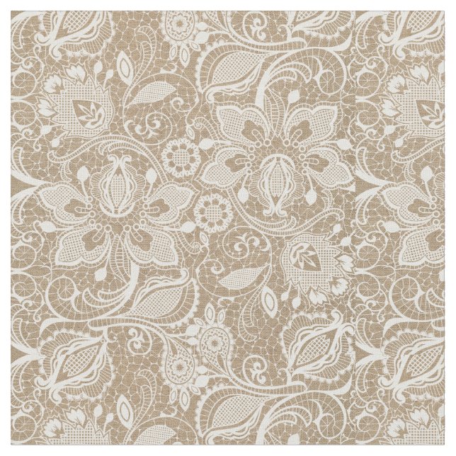 Burlap & Lace Exotic Floral Fabric (Close Up)
