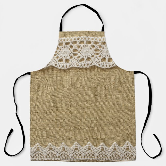 Burlap, lace fabric texture. apron (Front)