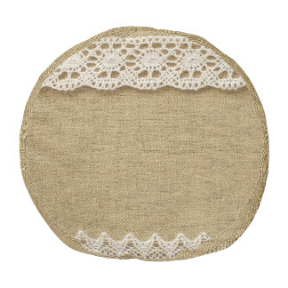 Burlap, lace fabric texture. pouf