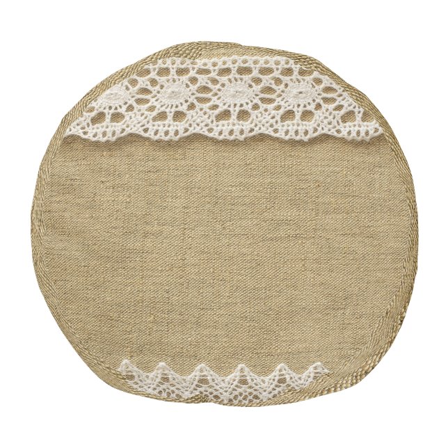 Burlap, lace fabric texture. pouf (Bottom)