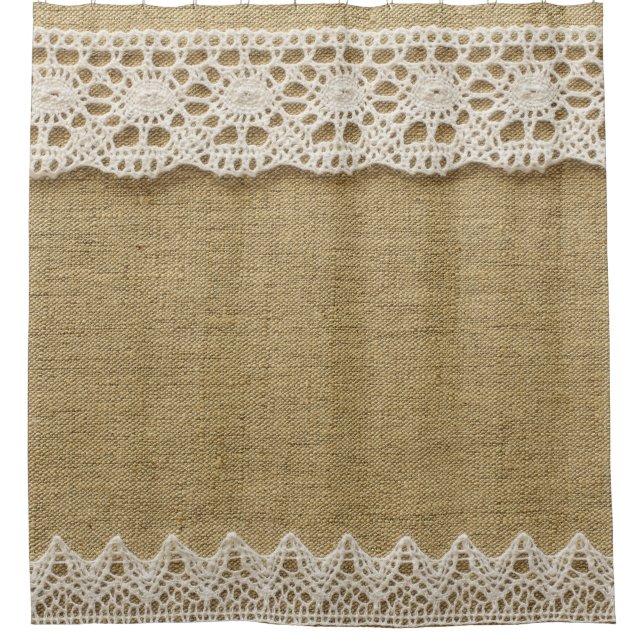Burlap, lace fabric texture. shower curtain (Front)