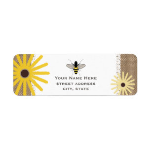 Burlap & Lace Inspired Black Eyed Susans Bee Label