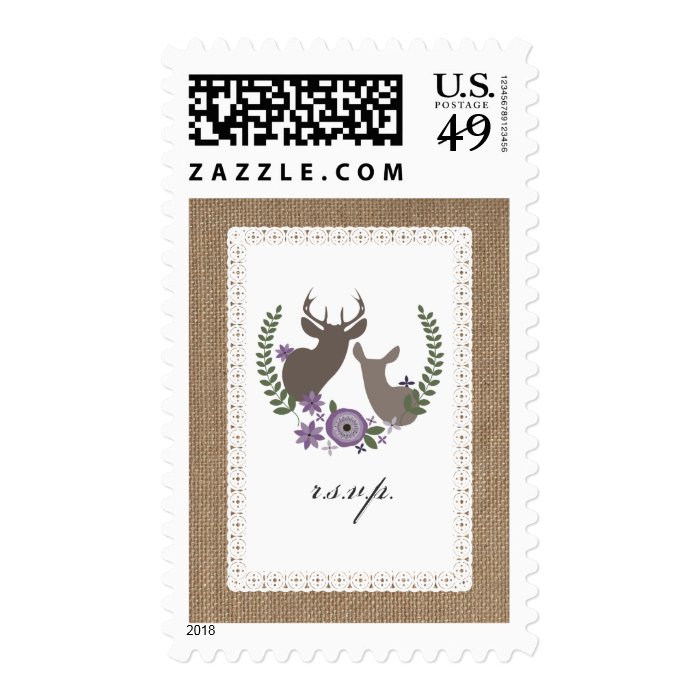 Burlap + Lace Inspired Deer R.S.V.P.   Purple Stamp