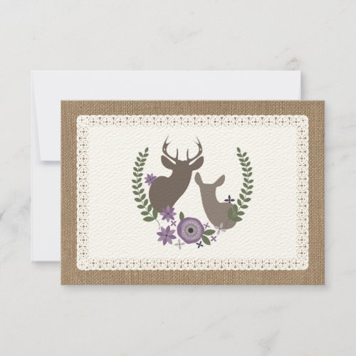 Burlap &amp; Lace Inspired Purple Wreath Monogram RSVP