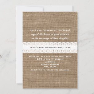 Burlap & Lace Inspired Wedding Invitation