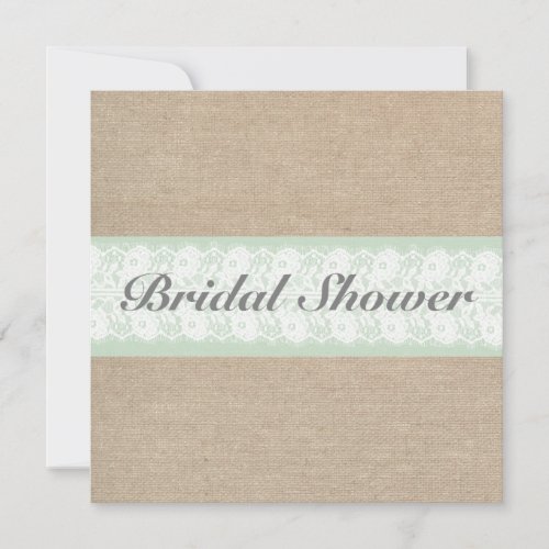 Burlap &amp; Lace Mint Customizable Bridal Shower Invitation