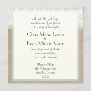 Burlap & Lace Mint Customizable Wedding Invitation