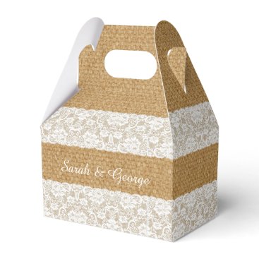 Burlap lace personalized wedding favor boxes