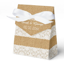 Burlap lace personalized wedding favor boxes