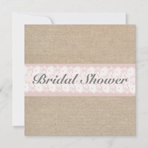 Burlap &amp; Lace Pink Customizable Bridal Shower Invitations