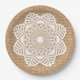 Burlap & Lace Shabby Chic Paper Plate