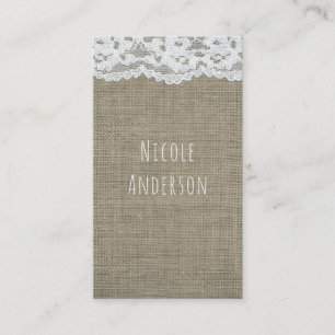 Burlap & Lace Simple Rustic Country Elegant Chic Business Card