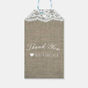 Burlap & Lace Simple Rustic Elegant Wedding Favor Gift Tags