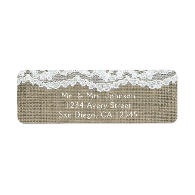 Burlap & Lace Simple Rustic Wedding Invitation Label (Front)