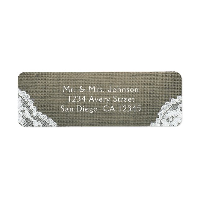 Burlap & Lace Simple Rustic Wedding Invitation Label (Front)
