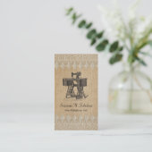 Burlap Lace Vintage Sewing Machine Business Card (Standing Front)